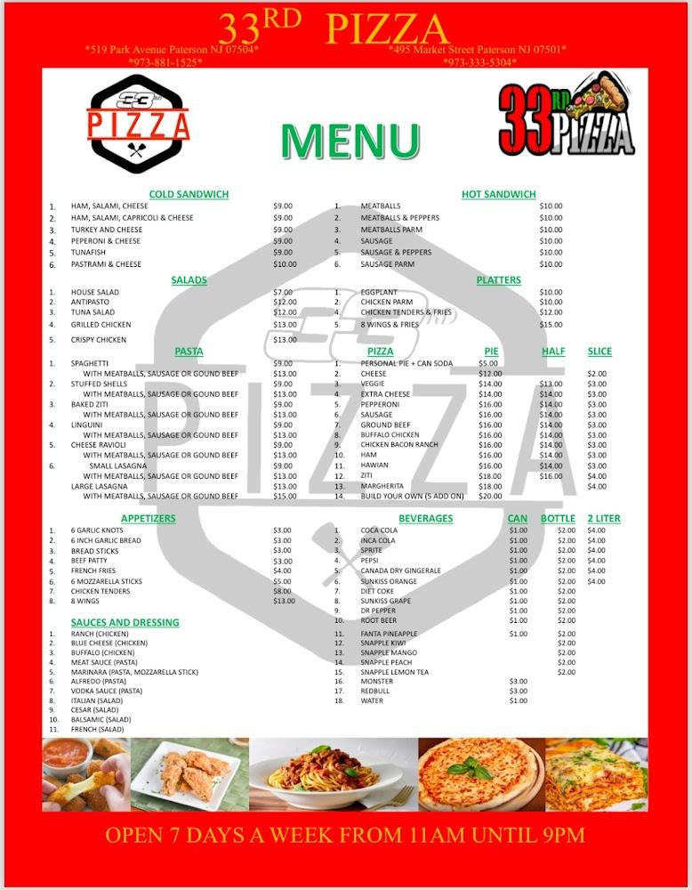 33rd Pizza Menu image 1